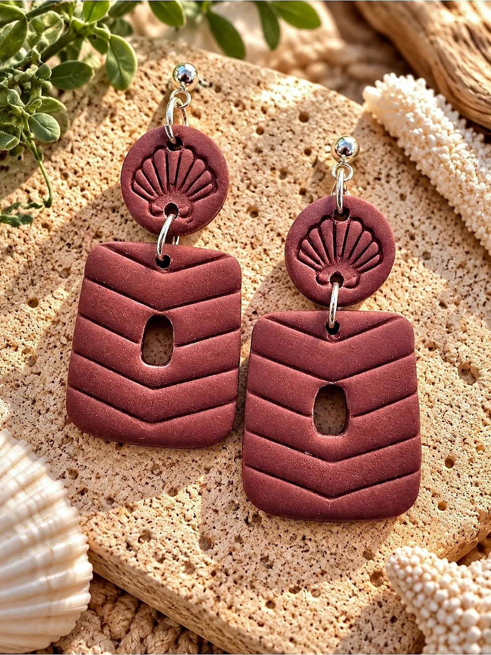 Pink Seashell Drop Earrings